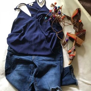 Navy wrap tank top